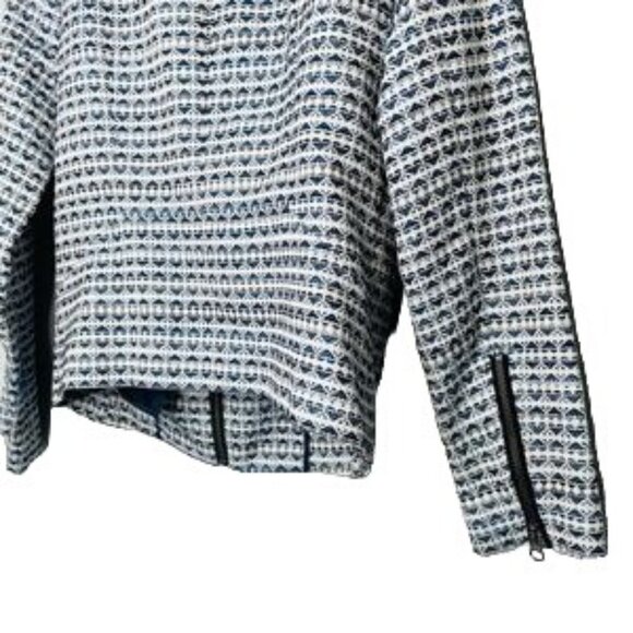 J. CREW White with Blue Hearts Full Zip Cropped Blazer, Size X Small - Picture 6 of 12